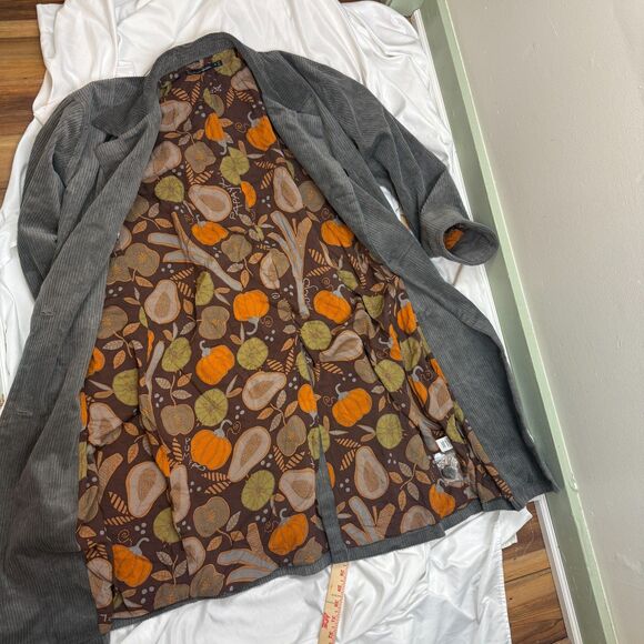 Gudrun Sjoden Gray Corduroy Coat Jacket Button Up Lagenlook Boho Size M - Picture 16 of 16